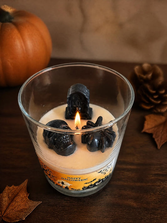 Happy Halloween Candle, 200g, White/Black