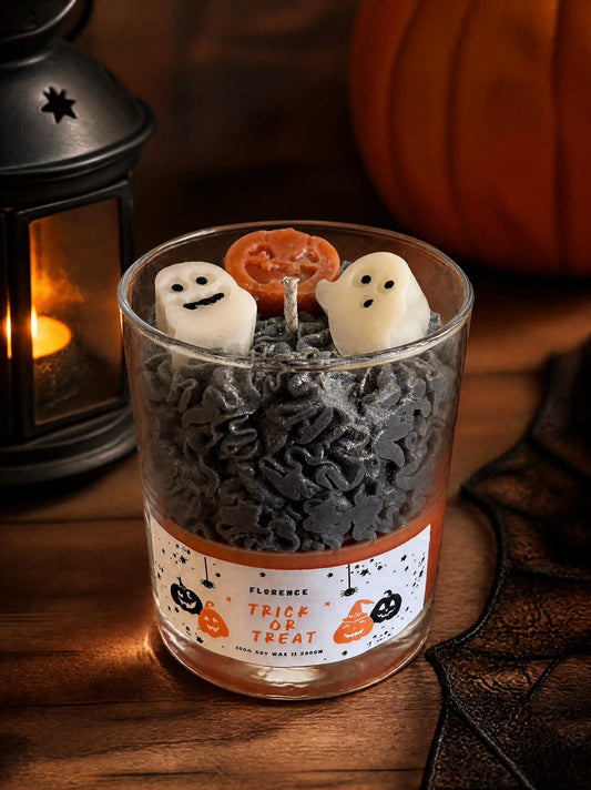 Trick or Treat Halloween Candle, 280, Orange/Black