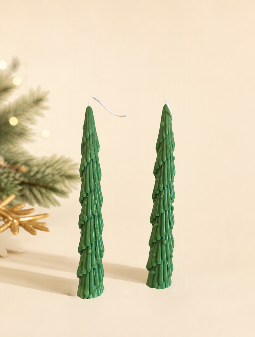 Christmas Tree Taper Candle, Green, 100g