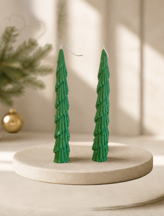 Christmas Tree Taper Candle, Green, 100g