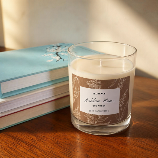 Golden Hour Oud & Amber Scented Candle – 280g