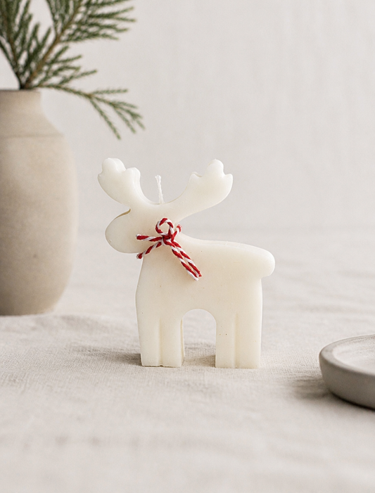 Reindeer Candle , White, 60g