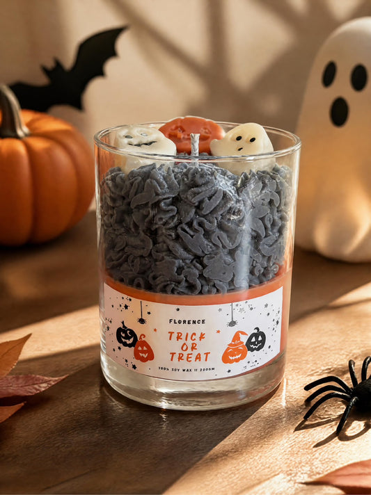 Trick or Treat Halloween Candle, 280, Orange/Black